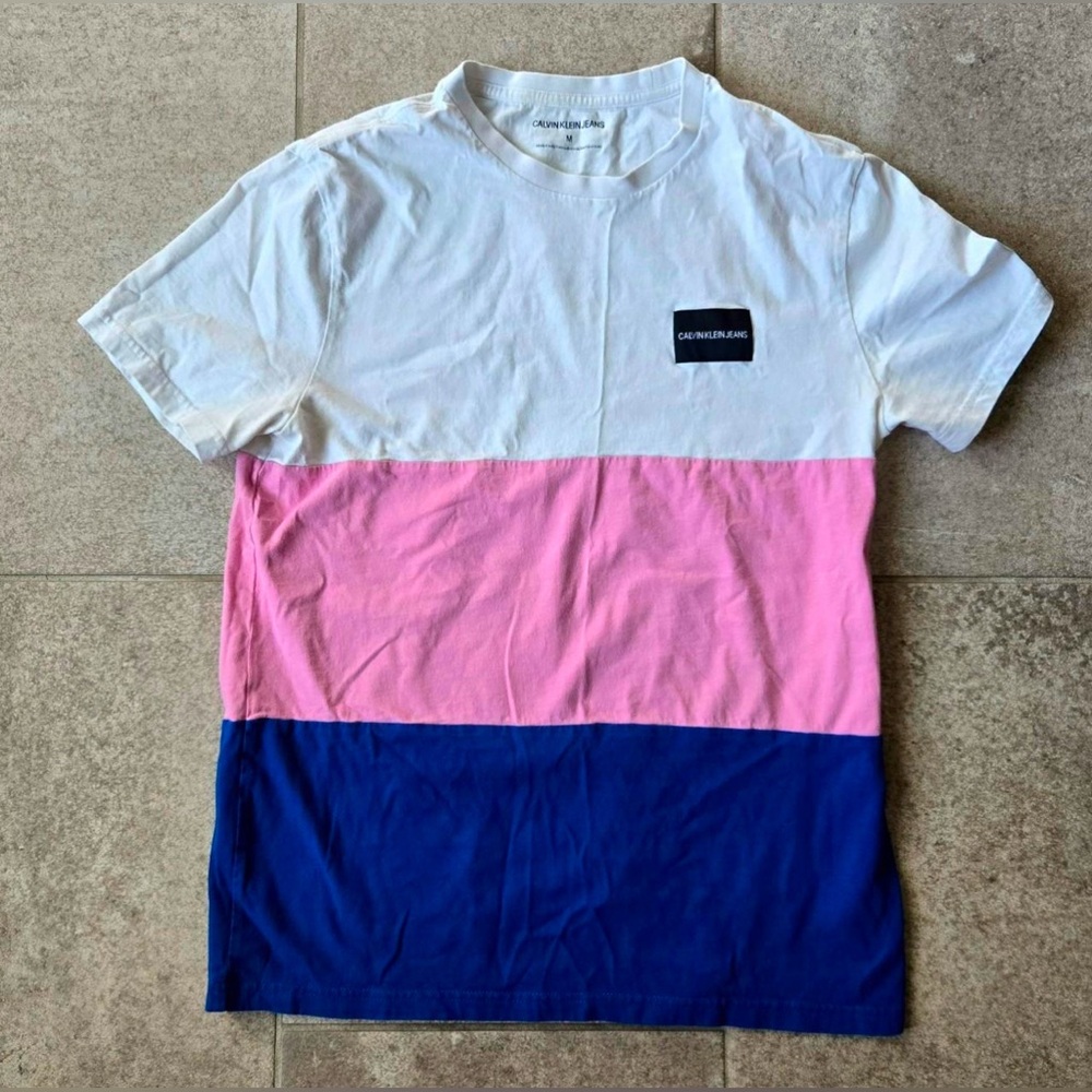 Calvin Klein White Pink Blue T-Shirt